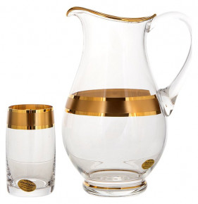 Набор для воды 7 предметов (кувшин + 6 стаканов)  UNION GLASS "Идеал /Матовая полоса /золото" / 108767