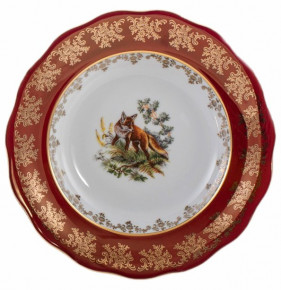 Тарелка 23 см 1 шт глубокая  Royal Czech Porcelain "Аляска /Охота красная" / 204023