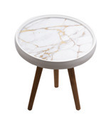 Столик для десерта 39 х 45 см маленький  Adem Kartal "Белый мрамор /с золотом" / 277509