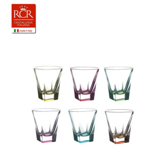 Стопки для водки 60 мл 6 шт  RCR Cristalleria Italiana SpA "Фьюжн /разноцветное дно" / 117021