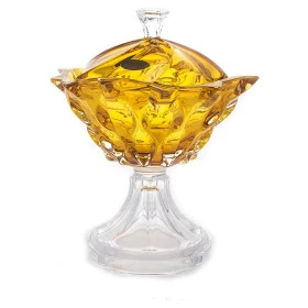 Фруктовница 25 см н/н с крышкой  UNION GLASS &quot;Самба /Янтарная&quot; / 147462