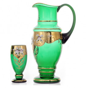 Набор для воды 7 предметов (кувшин 1,5 л + 6 стаканов по 200 мл)  Bohemia "Арабский /Лепка зелёная" / 053773