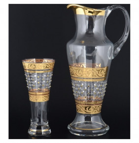 Набор для воды 7 предметов (кувшин + 6 стаканов)  Crystalex CZ s.r.o. "Иксовка /Махарадже желтые камни" / 108084