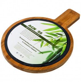Доска сервировочная 29,5 х 22 х 1,5 см из бамбука и сланца "Agness" / 210617