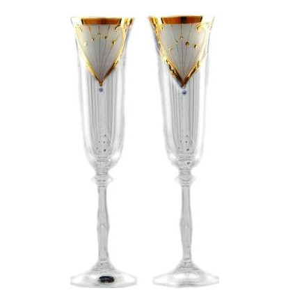 Бокалы для шампанского 190 мл 2 шт  Crystalex CZ s.r.o. &quot;Анжела /Свадебные /Золотой узор 24290&quot; / 005105