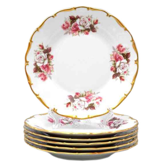Набор тарелок 25 см 6 шт  Bohemia Porcelan Moritz Zdekauer 1810 s.r.o. &quot;Анжелика /Букет из роз&quot; / 010904