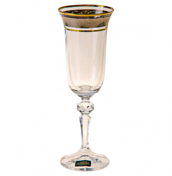 Бокалы для шампанского 150 мл 6 шт  Crystalite Bohemia &quot;Лаура /Цветочный узор на платине&quot; / 005767