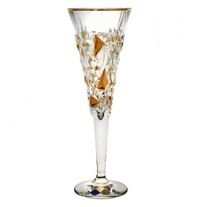 Бокал для шампанского 200 мл 1 шт  Bohemia Jihlava "Glacier /С золотом" хрусталь Йиглава / 263287