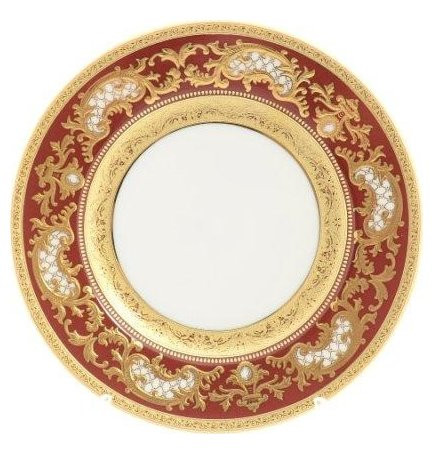 Набор тарелок 17 см 6 шт  Falkenporzellan &quot;Констанц /Алена золото 3D&quot; красные / 152003