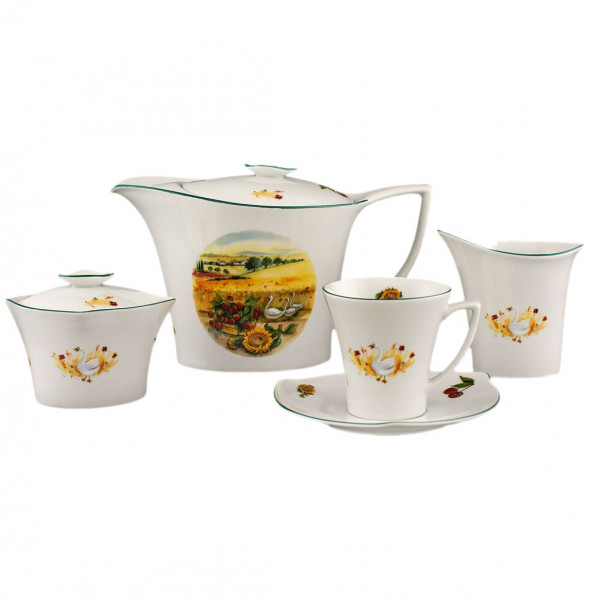 Чайный сервиз на 6 персон 15 предметов  Royal Czech Porcelain &quot;Хаппа /Гуси в поле&quot; / 203691