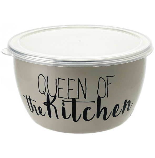 Миска с пластиковой крышкой эмалированная без ручек 2,4 л  Metrot &quot;Queen of Kitchen&quot; / 300199