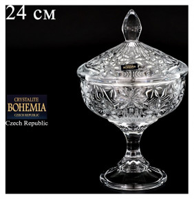 Ваза для конфет 24 см н/н с крышкой  Crystalite Bohemia "Персей /Без декора"  / 053496