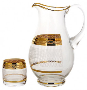Набор для воды 7 предметов (кувшин + 6 стаканов по 230 мл)  UNION GLASS "Идеал /Каро /Золото 6011" / 108760