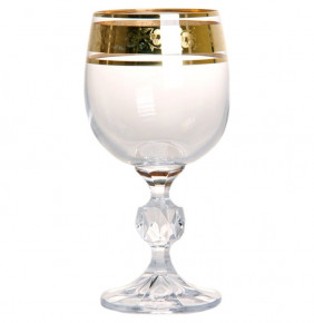 Бокалы для белого вина 190 мл 6 шт  Crystalite Bohemia "Клаудия /Цветочный узор на золоте" / 005657