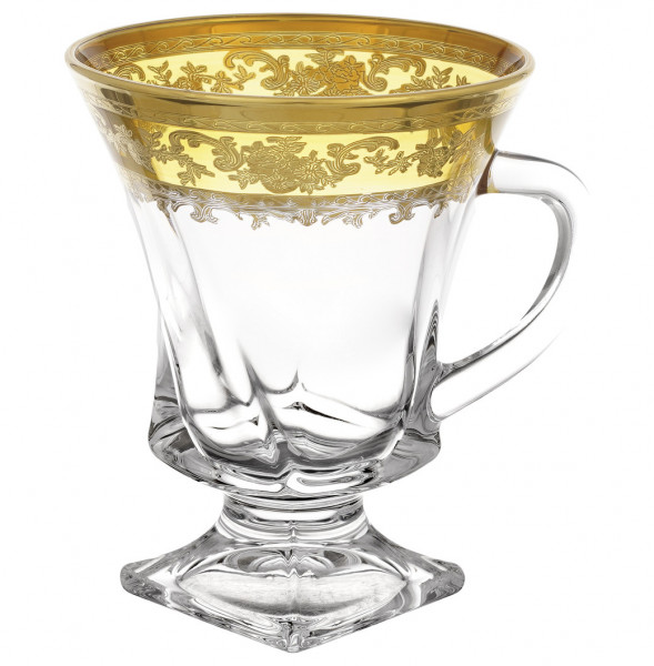 Кружки для горячих напитков 150 мл 6 шт н/н  Bohemia Design &quot;Квадро /Золотой узор 801 /Медовый&quot; / 233654