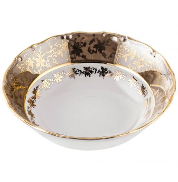 Салатник 13 см  Royal Czech Porcelain &quot;Мария-Тереза /Бежевая /Золотые листики&quot; / 203420