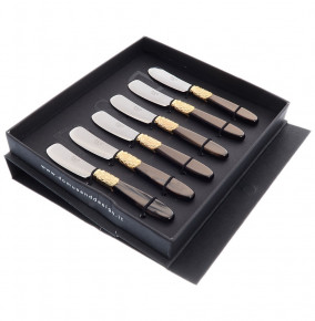 Столовые приборы 6 предметов Ножи для масла  Domus Design "D&D /Виктория" цвет коричневый жемчуг / 201545