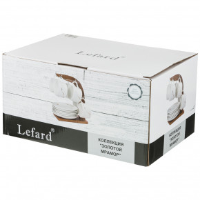 Набор чайных пар 150 мл 6 шт на деревянной подставке  LEFARD "Золотой мрамор /Белый" / 208554