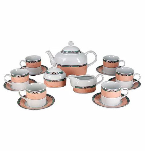 Чайный сервиз на 6 персон 15 предметов  Thun &quot;Кайро /Розовый мрамор /окантовка&quot; / 232472
