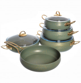 Набор посуды 9 предметов антипригарное покрытие оливковый "Leydi /Repast" / 236551