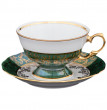Набор кофейных пар 6 шт  Royal Czech Porcelain &quot;Аляска /Зелёная /Золотые листики&quot; / 203807