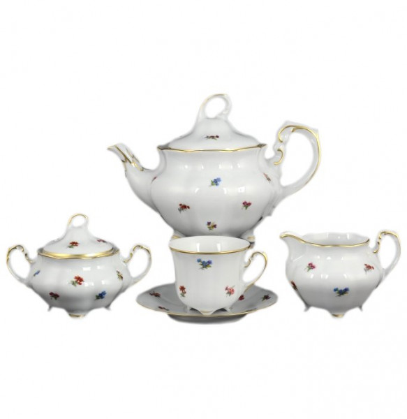 Чайный сервиз на 6 персон 17 предметов  Royal Czech Porcelain &quot;Болеро /Мелкие цветы&quot; / 097351