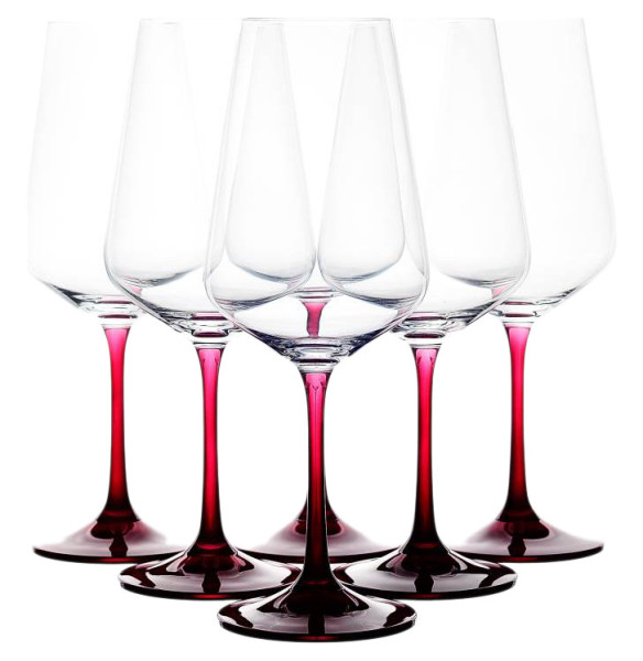 Бокалы для красного вина 450 мл 6 шт  Crystalex CZ s.r.o. &quot;Сандра /D4657 /Красная ножка&quot; / 245438