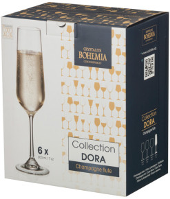 Бокалы для шампанского 200 мл 6 шт  Crystalite Bohemia "Дора /Без декора" / 117104