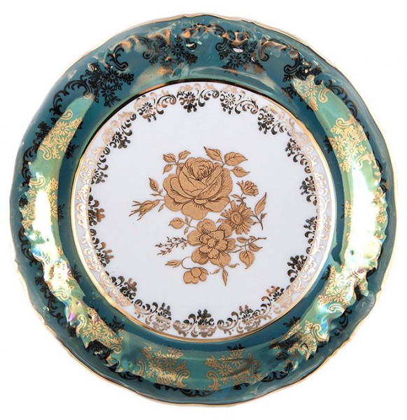 Набор тарелок 19 см 6 шт  МаМ декор &quot;Фредерика /Золотая роза /зелёная&quot; / 133806