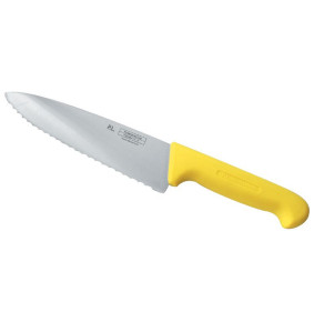 Нож поварской 25 см волнистое лезвие  P.L. Proff Cuisine "PRO-Line" желтый / 316423