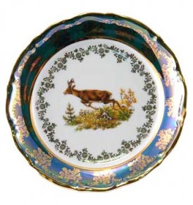Тарелка 24 см 1 шт глубокая  Royal Czech Porcelain "Мария-Тереза /Охота зеленая" / 204941