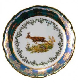 Тарелка 19 см 1 шт  Royal Czech Porcelain "Мария-Тереза /Охота зеленая" / 204387