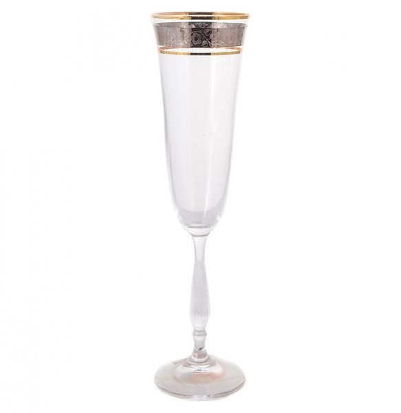 Бокалы для шампанского 190 мл 6 шт  Crystalite Bohemia &quot;Антик /Цветочный узор на платине&quot; / 132474