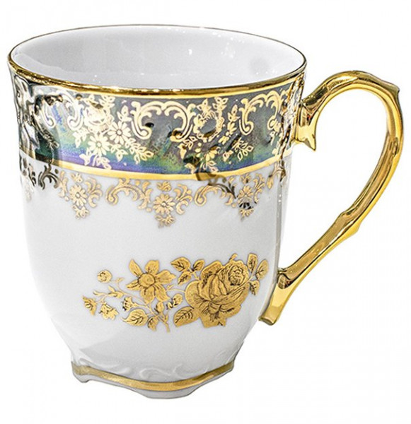 Кружка 250 мл 1 шт  Royal Czech Porcelain &quot;Рококо /Золотая роза /Зеленая&quot; / 204827