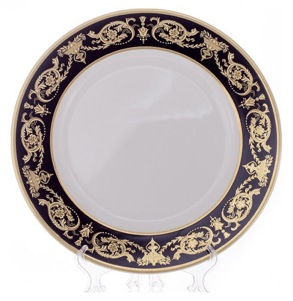 Набор тарелок 27 см 6 шт  Bavarian Porcelain &quot;Александрия /Золотой узор на чёрном&quot; / 070333