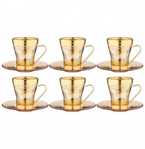 Набор чайных пар 245 мл 6 шт янтарные  Art Decor "Амальфи /Золото"  / 276516