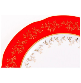 Набор тарелок 21 см 6 шт  Cmielow "Мария /Красная с золотыми листиками" / 043878