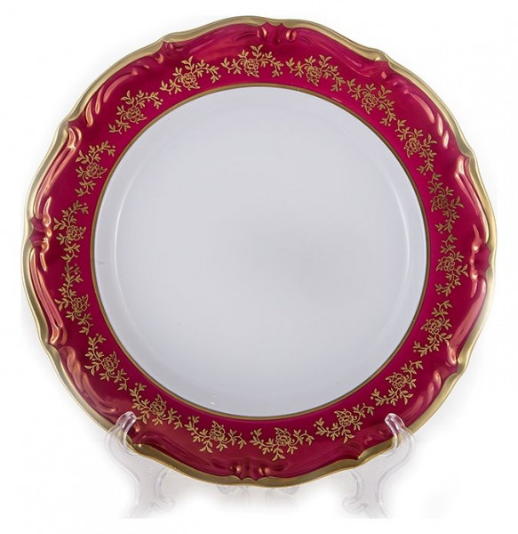 Набор тарелок 23 см 6 шт глубокие  Bavarian Porcelain &quot;Мария-Тереза /Барокко Красный&quot; / 211859