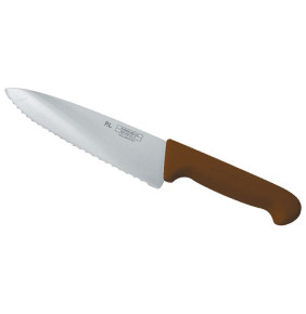 Нож поварской 20 см волнистое лезвие  P.L. Proff Cuisine "PRO-Line" коричневый / 316426