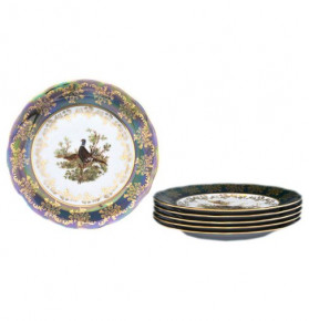 Набор тарелок 17 см 6 шт  Royal Czech Porcelain "Аляска /Охота зеленая" / 203986