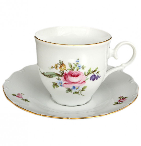 Набор чайных пар 220 мл 6 шт высокие  Bohemia Porcelan Moritz Zdekauer 1810 s.r.o. &quot;Офелия /Полевой цветок&quot; / 097929
