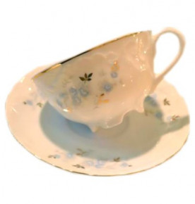 Набор чайных пар 220 мл 6 шт  Cmielow "Рококо /Голубой цветок" (блюдце 15 см) / 046750