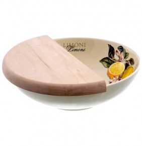 Салатник 25,5 см с разделочной доской  Artigianato Ceramico by Caroline "Artigianato ceramico /Лимоны" / 156796