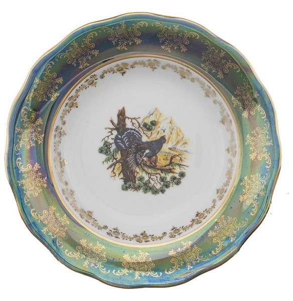 Тарелка 24 см 1 шт глубокая  Royal Czech Porcelain &quot;Аляска /Охота зеленая&quot; / 204923