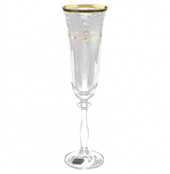 Бокалы для шампанского 190 мл 6 шт  Crystalex CZ s.r.o. &quot;Анжела /Золотой узор /8103&quot; / 058611