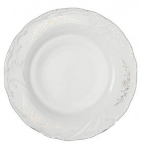 Набор тарелок 21 см 6 шт  Bohemia Porcelan Moritz Zdekauer 1810 s.r.o. "Лиана /Серый орнамент /отводка платина" / 051013