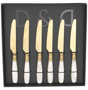 Столовые приборы 6 предметов Десертные ножи  Domus Design "D&D /Ишиа" цвет шампанско-жемчужный с золотом / 301308