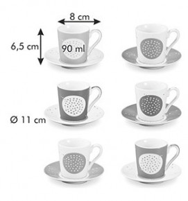 Набор кофейных пар 90 мл 6 шт для эспрессо  Tescoma "myCOFFEE /Sugar" / 247492