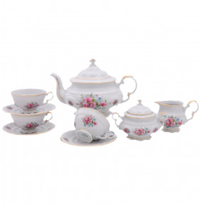 Чайный сервиз на 6 персон 15 предметов  Leander "Соната /Цветы" розовый / 158073