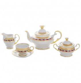 Чайный сервиз на 6 персон 15 предметов  Bohemia Porcelan Moritz Zdekauer 1810 s.r.o. "Анжелика /Цветочный венок" / 091854